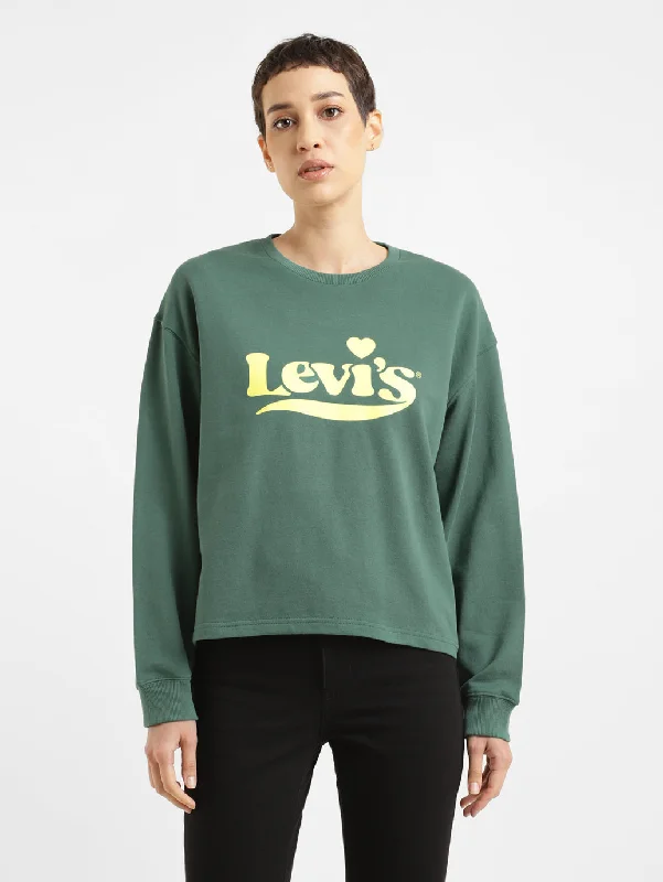 Women's Sweatshirts for Modern, Relaxed Look -Women's Brand Logo Crew Neck Sweatshirt
