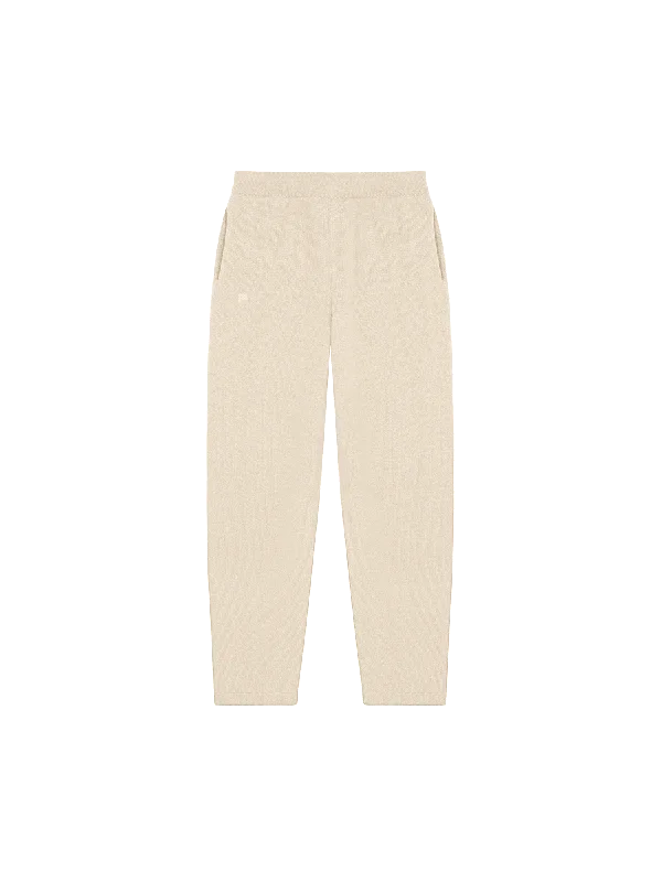 Women's Knit Sweater with Fringe -Women's DNA Recycled Cashmere Tapered Track Pants—ecru ivory