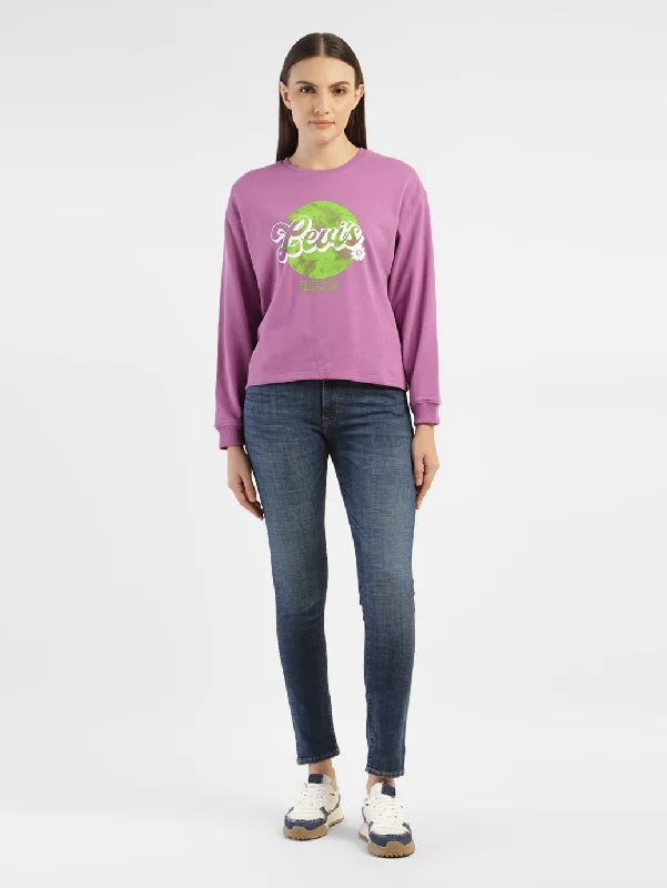 Women's Sweatshirts with Cozy Fits -Women's Graphic Print Crew Neck Sweatshirt
