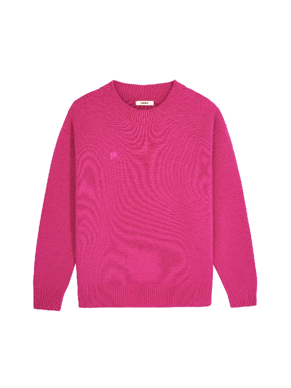 Women's Knit Sweater with Contrast Sleeves -Women's Recycled Cashmere Sweater—tourmaline pink