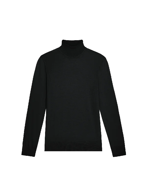Women's Knit Sweater with Vintage Look -Women’s Regenerative Merino Wool Turtleneck Sweater—black Women's Knit Sweater with Vintage Look -Women’s Regenerative Merino Wool Turtleneck Sweater—black