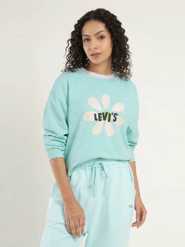 Women's Sweatshirts with Casual Style for Day Trips -Women's Solid Light Blue Crew Neck Sweatshirt