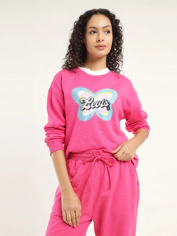 Women's Sweatshirts with Sporty Color Accents -Women's Solid Purple Crew Neck Sweatshirt