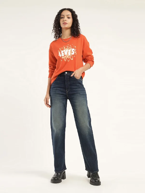 Women's Sweatshirts for Fun Family Outings -Women's Solid Red Crew Neck Sweatshirt