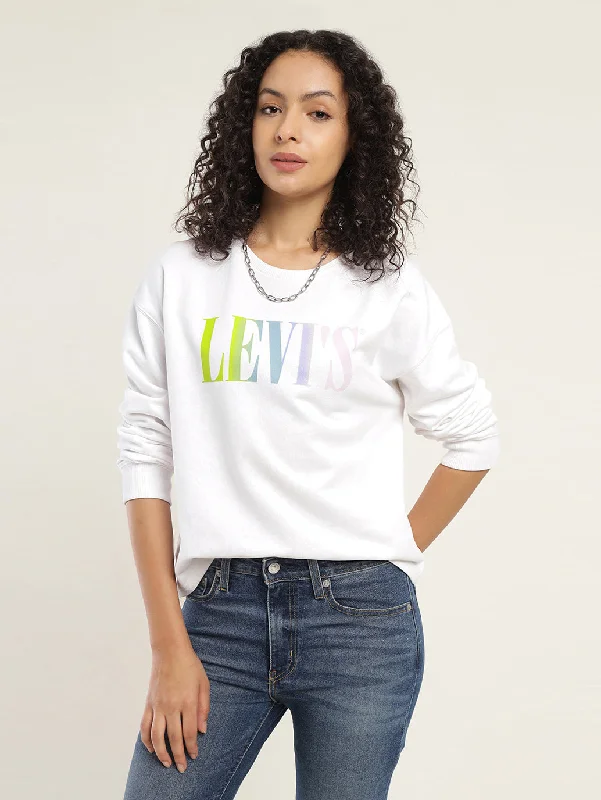 Women's Sweatshirts for Chic and Comfortable Outfits -Women's Solid White Crew Neck Sweatshirt