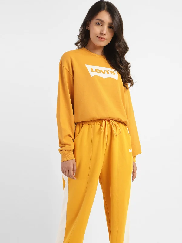 Women's Sweatshirts with Modern Aesthetic -Women's Brand Logo Round Neck Sweatshirt