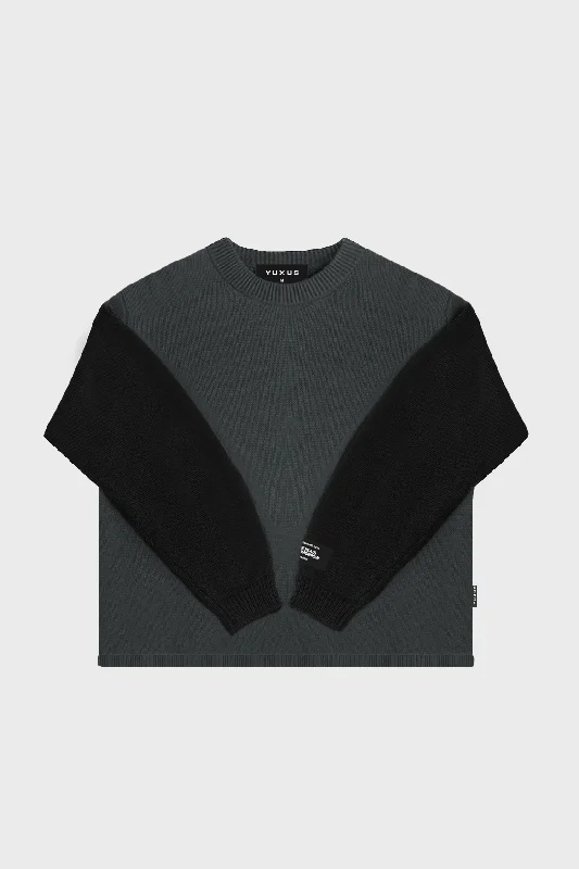 Women's Basic Knit Pullover Sweater-ZINC "GRAYSCALE" KNITTED CREWNECK