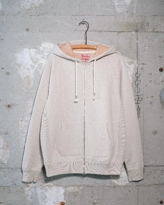 Women's Sweatshirts for Active Commuting -Zip Hoodie - Fleeced Foxfibre® - Oatmeal