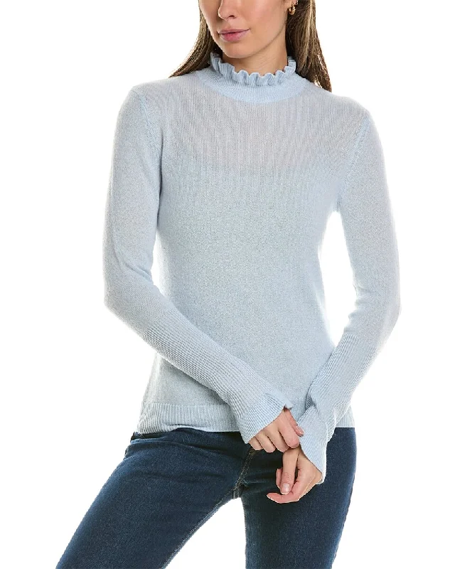 Women's Soft Wool Knit Pullover Sweater for Layering-Alashan Cashmere Evie Ruffle Trim Cashmere Pullover