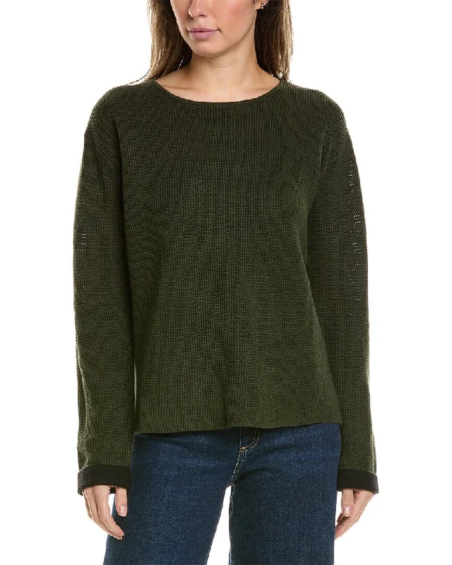 Women's Wool Pullover Sweater for Street Fashion Style-Alashan Cashmere Plaited Reversible Cashmere-Blend Pullover
