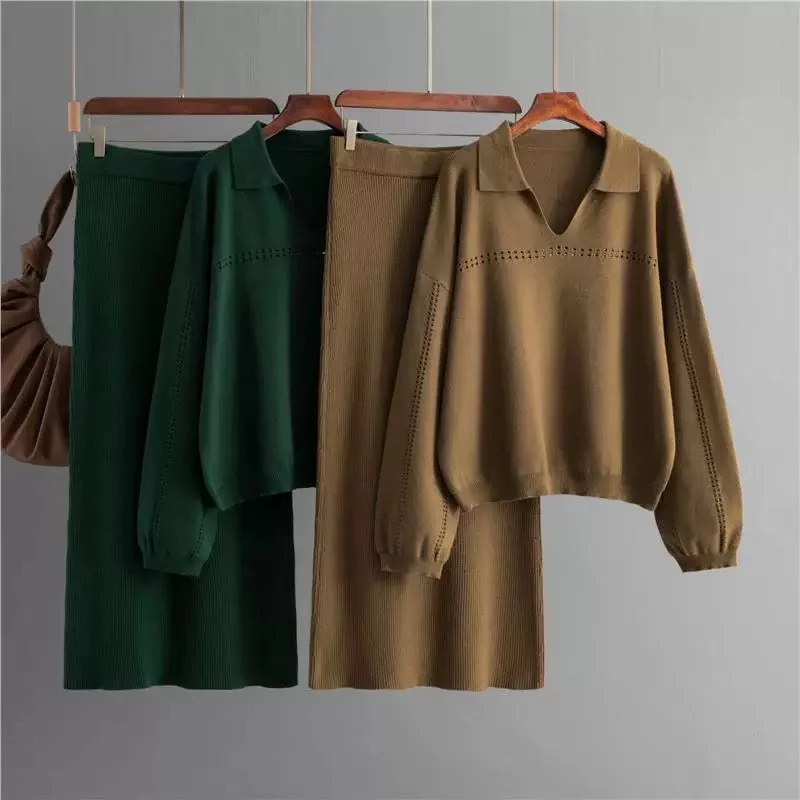 Women's Sweater Set with Oversized Fit -Aster Premium Woolen Coord Set - Sweater with Skirt Women's Sweater Set with Oversized Fit -Aster Premium Woolen Coord Set - Sweater with Skirt