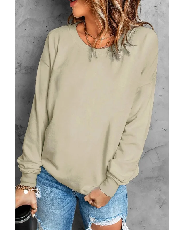 Women's Trendy Wool Pullover Sweater with Simple Design-Azura Exchange Plain Crew Neck Pullover Sweatshirt - 2XL