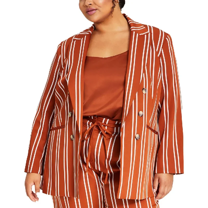 Women's Blazers with Check Prints -Bar III Womens Plus Striped Suit Separate Double-Breasted Blazer Women's Blazers with Check Prints -Bar III Womens Plus Striped Suit Separate Double-Breasted Blazer