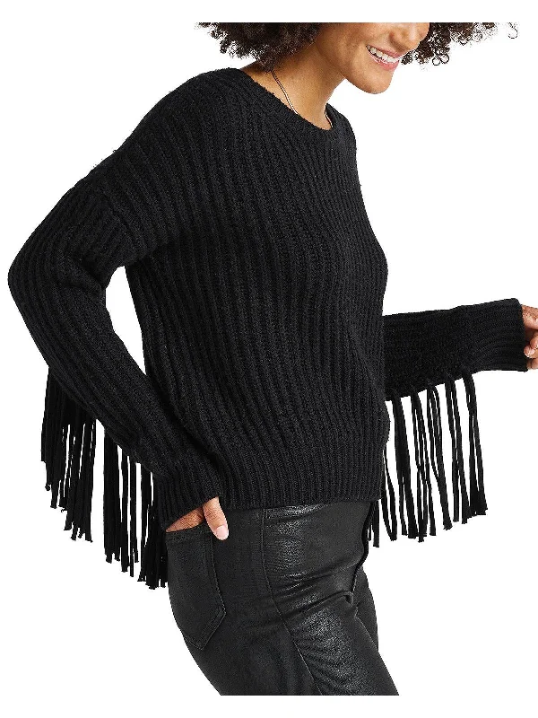Women's Soft Knit Wool Blend Pullover Sweater for Fall-Britain Womens Fringe Crewneck Pullover Sweater