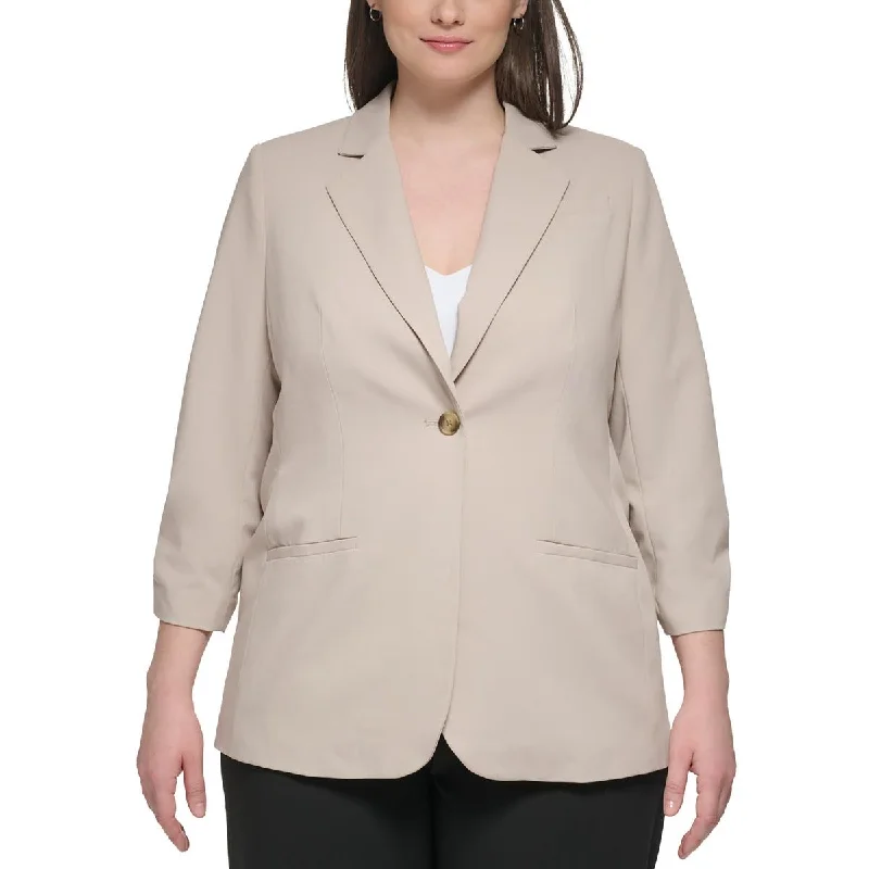 Women's Blazers for Cool Summer Days -Calvin Klein Womens Plus Woven Scunched One-Button Blazer Women's Blazers for Cool Summer Days -Calvin Klein Womens Plus Woven Scunched One-Button Blazer