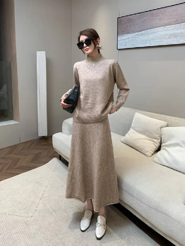 Women's Sweater Set with Fitted Knit Pants -Cassidy Winter Coord Set - Set of Sweater and Skirt Women's Sweater Set with Fitted Knit Pants -Cassidy Winter Coord Set - Set of Sweater and Skirt