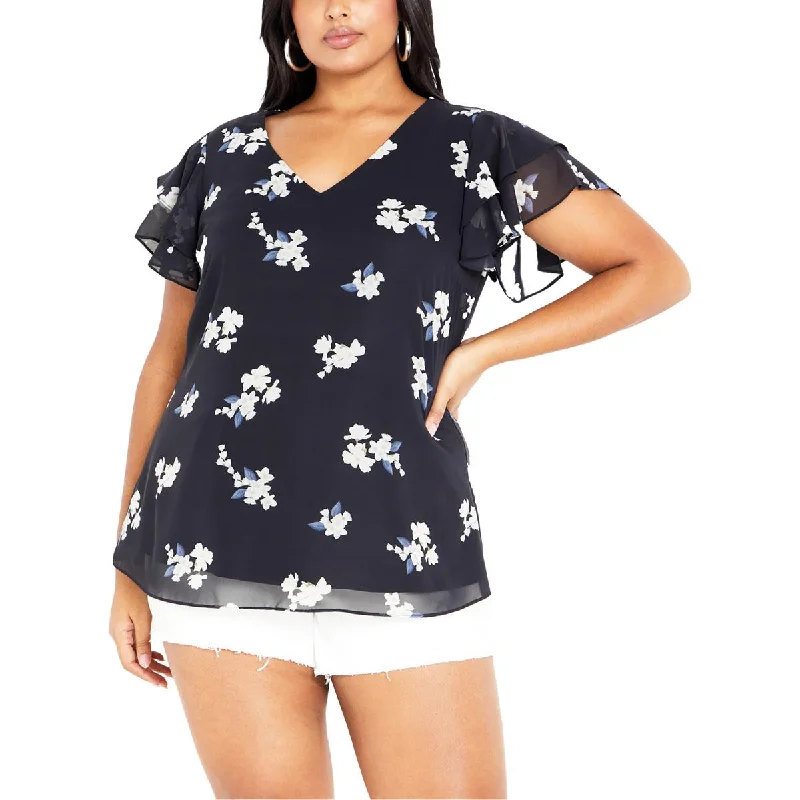 Women's Tie-dye Shirts -City Chic Womens Plus Floral Print Polyester Blouse