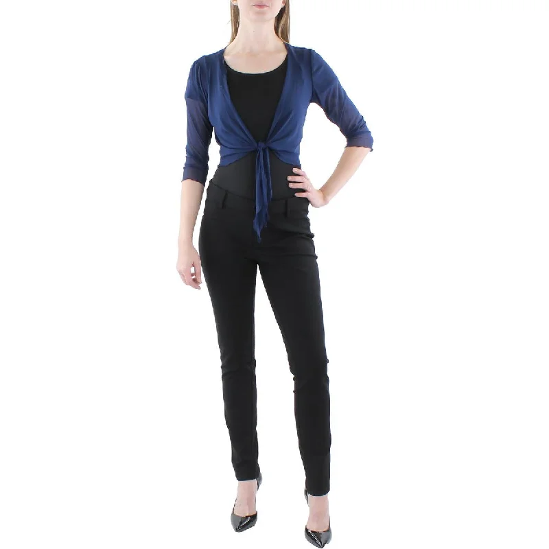 Women's Geometric Blazers -Connected Apparel Womens Petites Mesh Crop Bolero