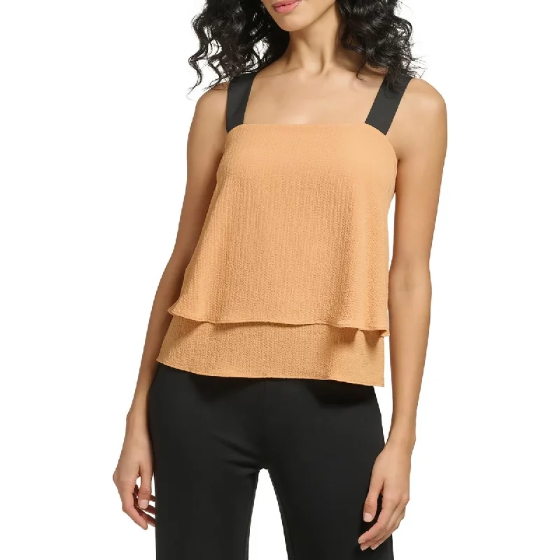 Women's Pullover with Turtleneck -DKNY Womens Fold-Over Tank Pullover Top