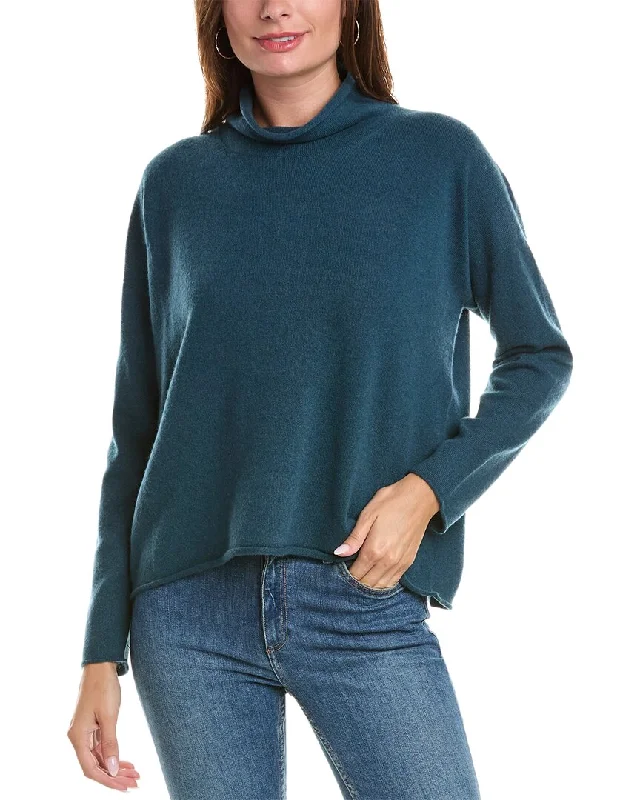 Women's Long Pullover Sweater for Layering-EILEEN FISHER Turtleneck Cashmere Pullover