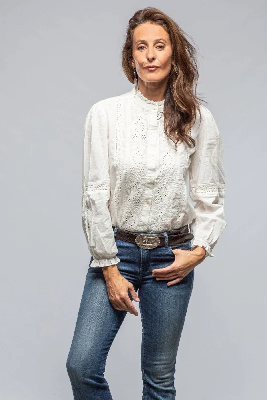 Women's Mesh Blouses -Ellie Eyelet Blouse In Off White