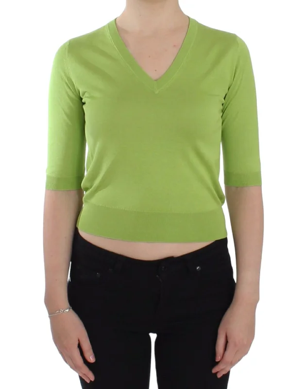 Women's Pullovers Sweater for a Layered Look-Emerald Green Wool V-Neck Pullover