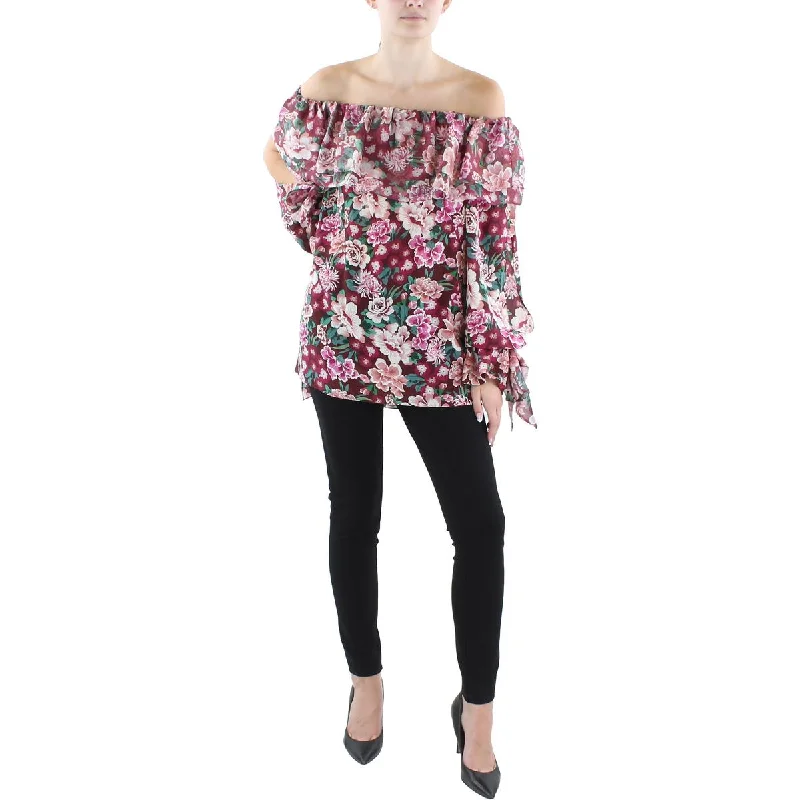 Women's Lightweight Shirts -Faith Connexion Womens Silk Floral Blouse