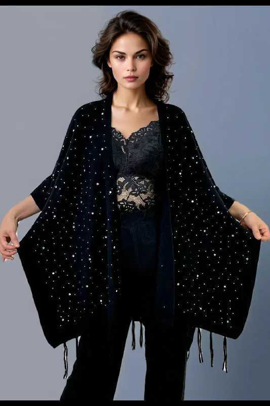 Women's Wool Cloak Sweater-FL2007 CLOAK SWEATER TOP (BLK, KHAKI)