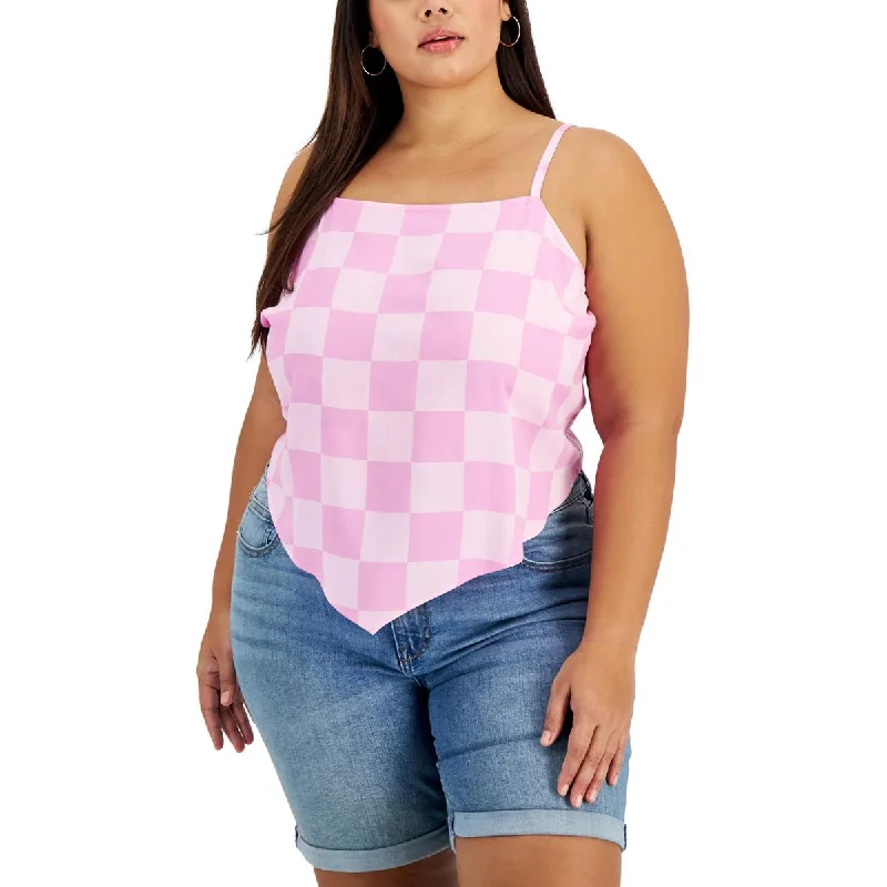 Women's Soft Tank Tops for Any Occasion -Grayson Threads Womens Plus Check Print Tie Back Tank Top