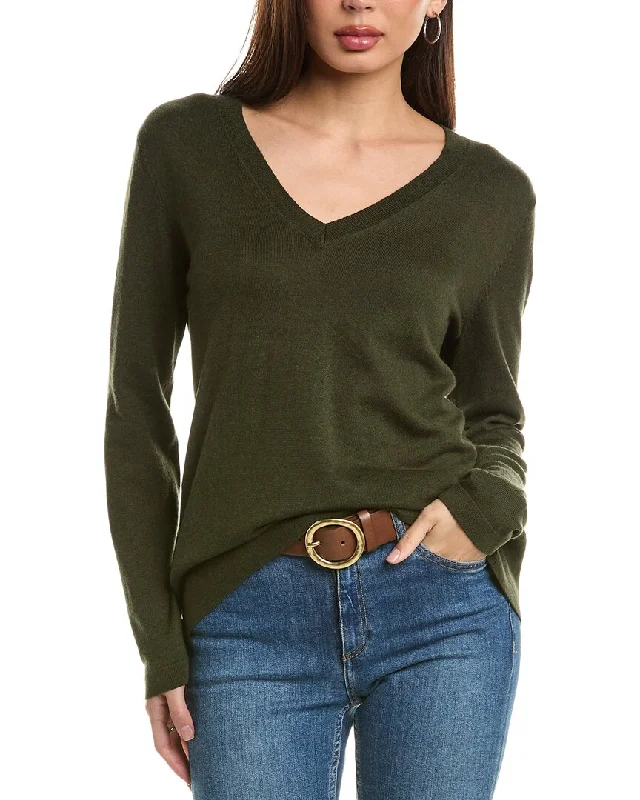 Women's Casual Wool Knit Pullover Sweater with Button Closure-Hannah Rose Santa Monica Cashmere-Blend Pullover