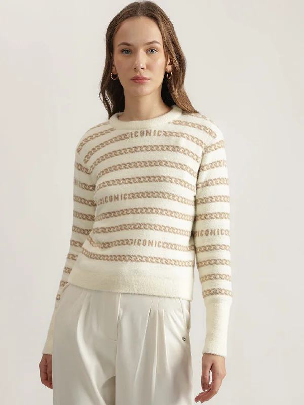 Women's Pullovers Sweater for Casual Look-Iconic Women Cream Printed Round Neck Full Sleeves Pullover Style Sweater Women's Pullovers Sweater for Casual Look-Iconic Women Cream Printed Round Neck Full Sleeves Pullover Style Sweater