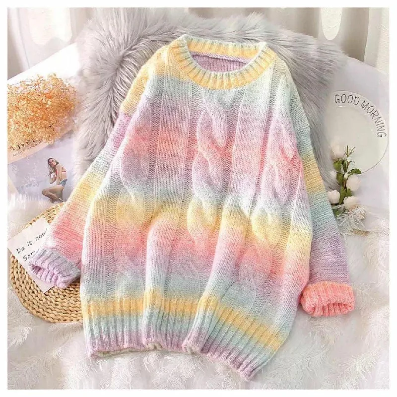 Women's Textured Knit Pullovers Sweater-James Tie and Dye Pullover