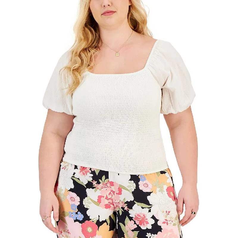 Women's Swing Blouses -Jessica Simpson Womens Plus Smocked Summer Blouse