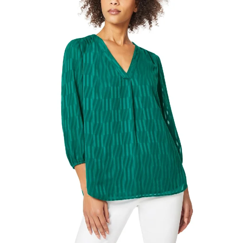 Women's Peplum Shirt Blouses -Jones New York Womens Textured Striped Blouse