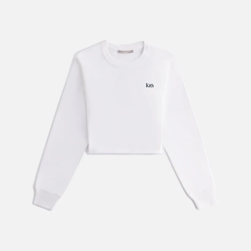 Women's Lightweight Long Sleeve T-shirt with Design -Kith Women Lucy II Cropped Long Sleeve Tee - White Women's Lightweight Long Sleeve T-shirt with Design -Kith Women Lucy II Cropped Long Sleeve Tee - White