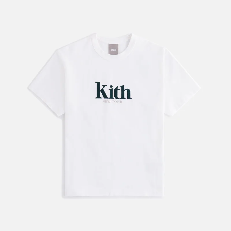 Women's Casual Fit Short Sleeve T-shirt for Summer Days -Kith Women Mott New York Tee II - White Women's Casual Fit Short Sleeve T-shirt for Summer Days -Kith Women Mott New York Tee II - White