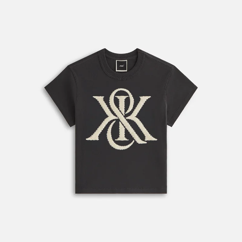 Women's Simple T-shirt for Casual Comfort -Kith Women Mulberry Magnified Crest Vintage Tee - Black Women's Simple T-shirt for Casual Comfort -Kith Women Mulberry Magnified Crest Vintage Tee - Black