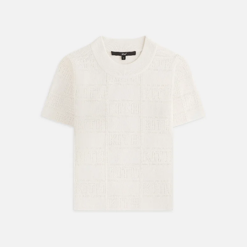 Women's Fashion Short Sleeve T-shirt -Kith Women Arys Monogram Pointelle Tee - Muslin Women's Fashion Short Sleeve T-shirt -Kith Women Arys Monogram Pointelle Tee - Muslin
