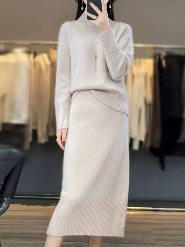 Women's Sweater Set with Soft Ribbed Fabric -Kiley Winter Coord Set - Set of Sweater and Skirt Women's Sweater Set with Soft Ribbed Fabric -Kiley Winter Coord Set - Set of Sweater and Skirt