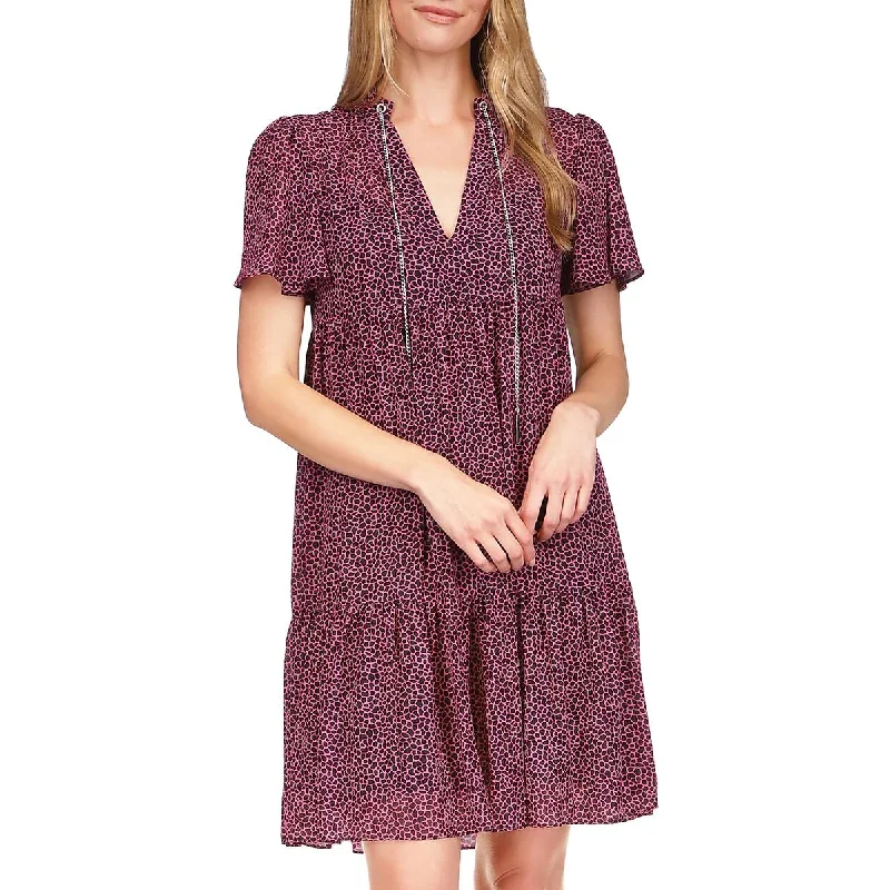 Doll Dress with Colorful Trimmings -KORS Michael Kors Womens Chain Trim Mini Babydoll Dress Doll Dress with Colorful Trimmings -KORS Michael Kors Womens Chain Trim Mini Babydoll Dress