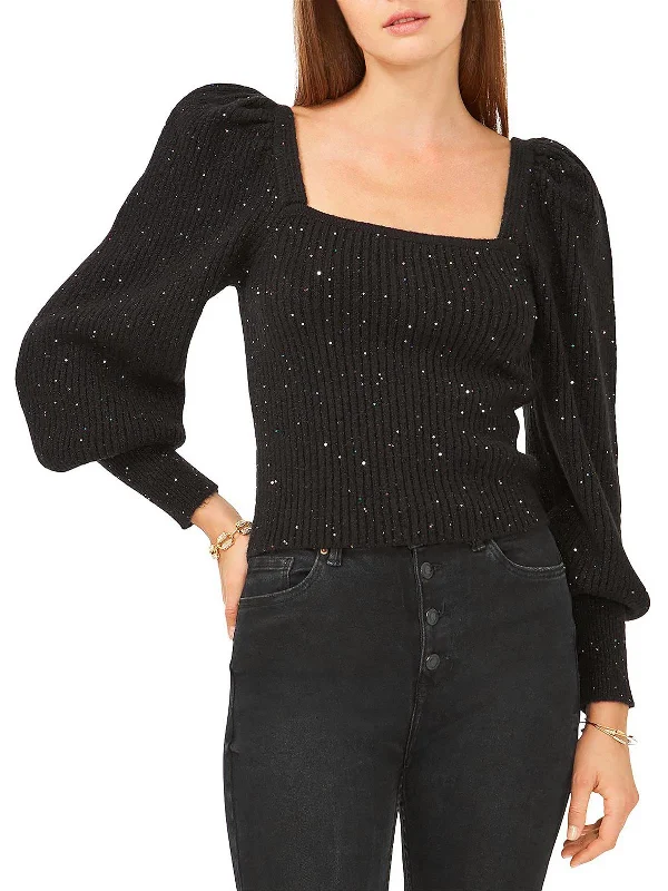 Women's Stylish Knit Pullover Sweater for Winter-L13241359 Womens Shimmer Ribbed Pullover Sweater