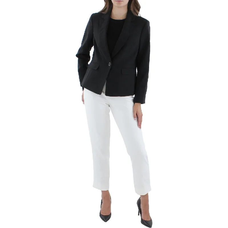 Women's Blazers with Wool Finish -Le Suit Womens Petites Knit Long Sleeves One-Button Blazer
