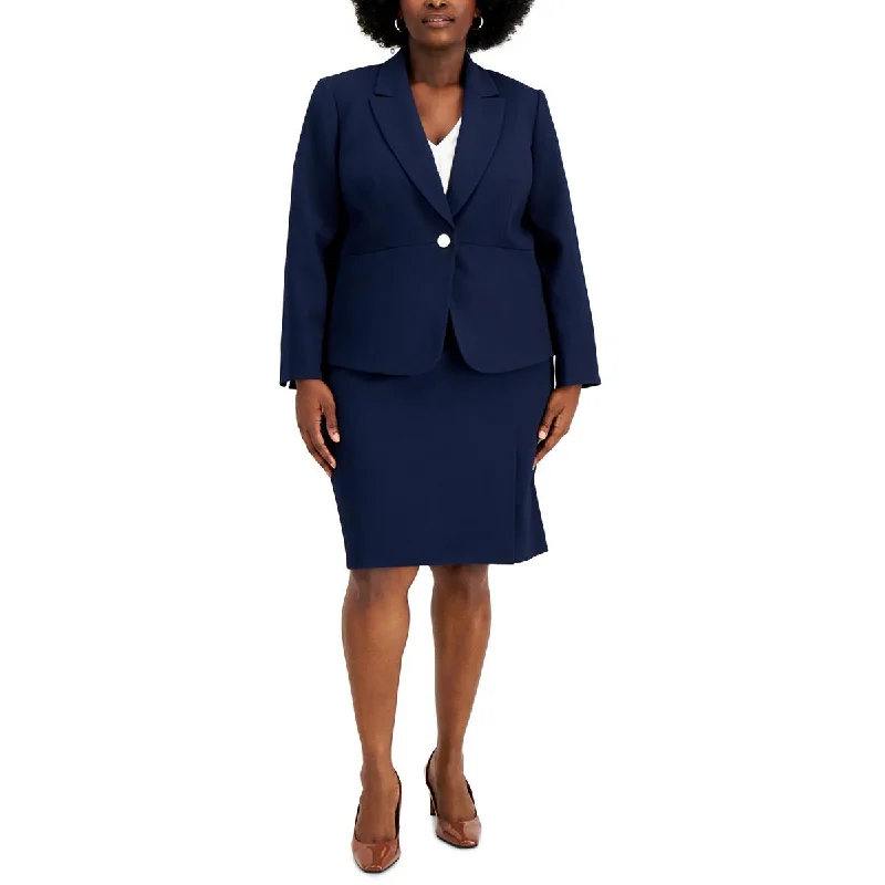 Women's Buttoned Tailored Blazers -Le Suit Womens Plus Notch Collar Office One-Button Blazer Women's Buttoned Tailored Blazers -Le Suit Womens Plus Notch Collar Office One-Button Blazer