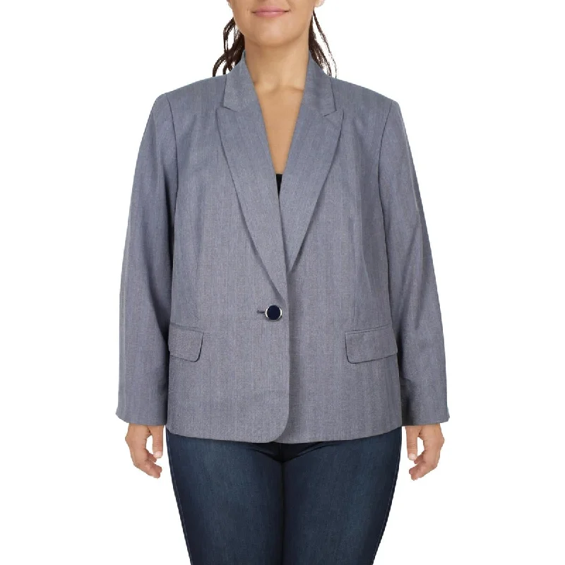 Women's Woolen Casual Blazers -Le Suit Womens Plus Pattern  One-Button Blazer