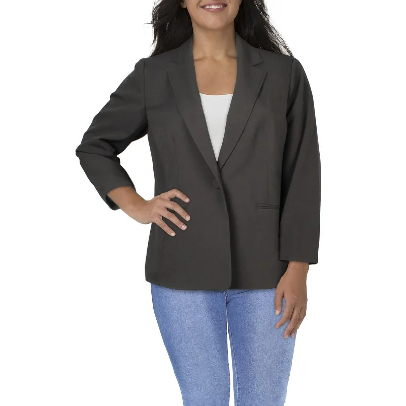 Women's Wide-lapel Blazers -Le Suit Womens Plus Solid  One-Button Blazer