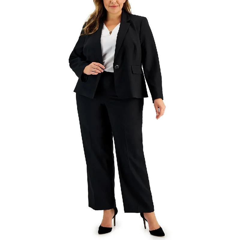 Women's Checked Slim Blazers -Le Suit Womens Plus Solid  One-Button Blazer
