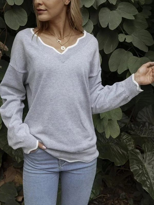Women's Warm Knit Wool Pullover Sweater with Cuffs-Loose Fit Women Pullover Sweaters
