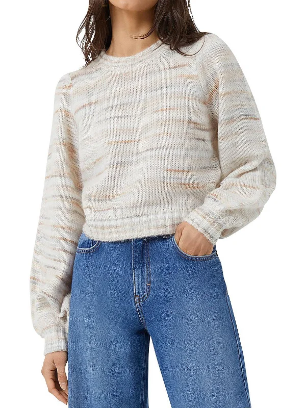 Women's Elegant Wool Pullover Sweater for Day or Night-Marley Womens Knit Striped Pullover Sweater