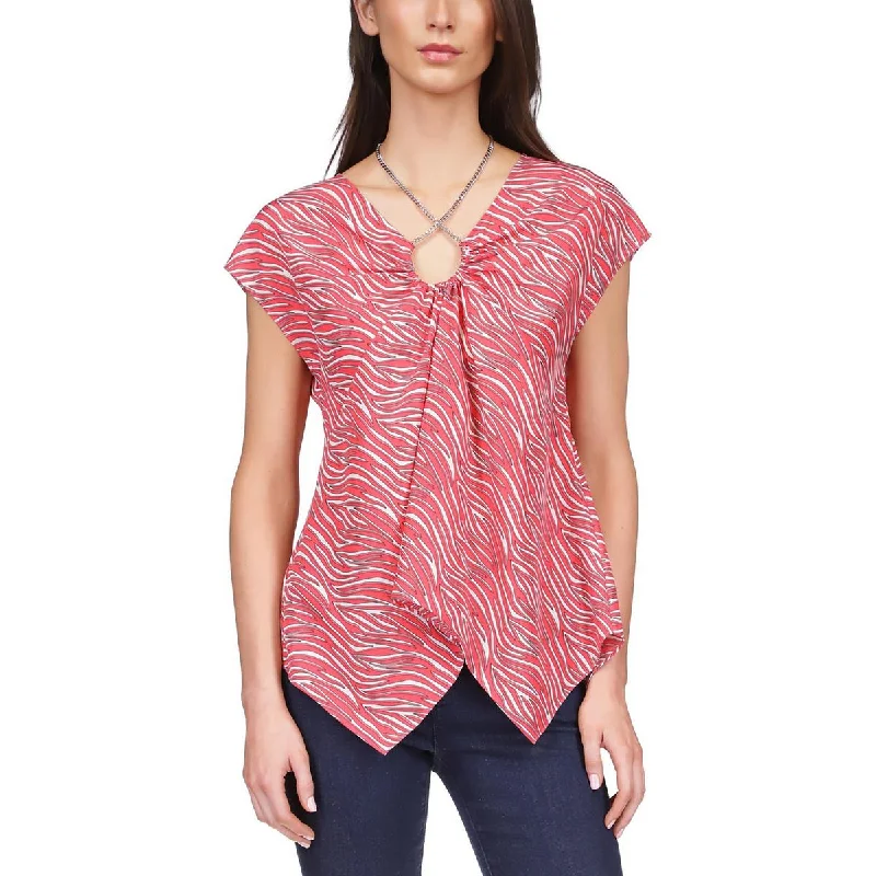 Women's Layering Shirts -MICHAEL Michael Kors Womens Chiffon Handkerchief Hem Blouse