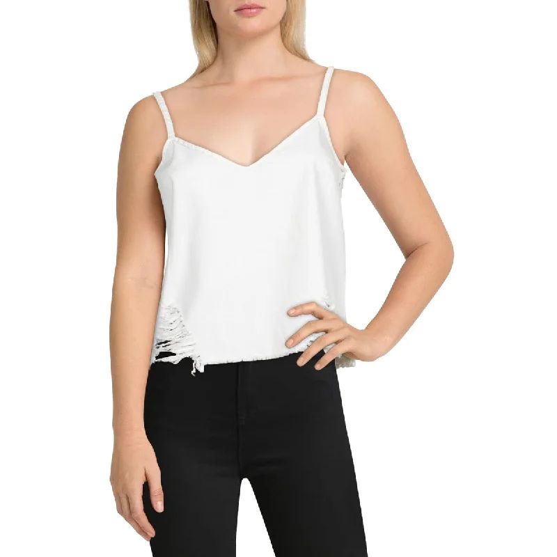 Women's Basic Camis for Summer -MP|D Womens Denim Distressed Tank Top